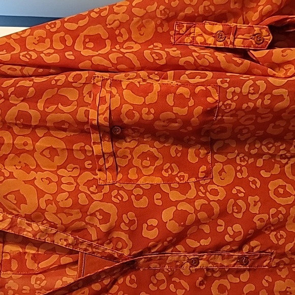 APT. 9 Tunic Top Women's 3X Terra Cotta Roll-Tab Sleeve Chiffon Layered Cheetah - Picture 6 of 12